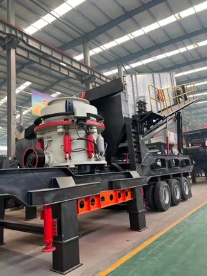 Trituradora móvil de cono de alta capacidad con motor de CA y planta de filtración para el trituración de piedra